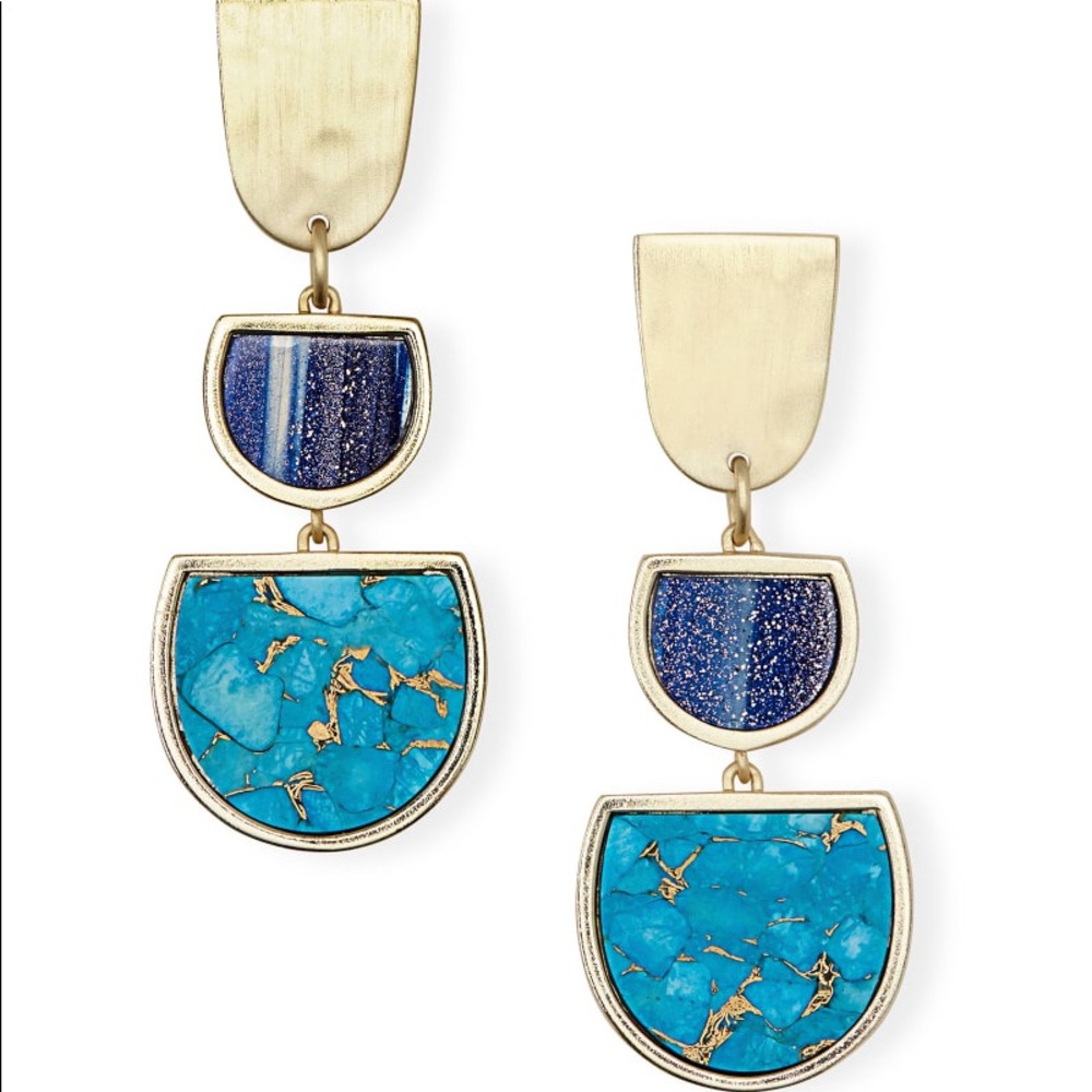 Kendra Scott Gold Luna Drop Earrings in Blue